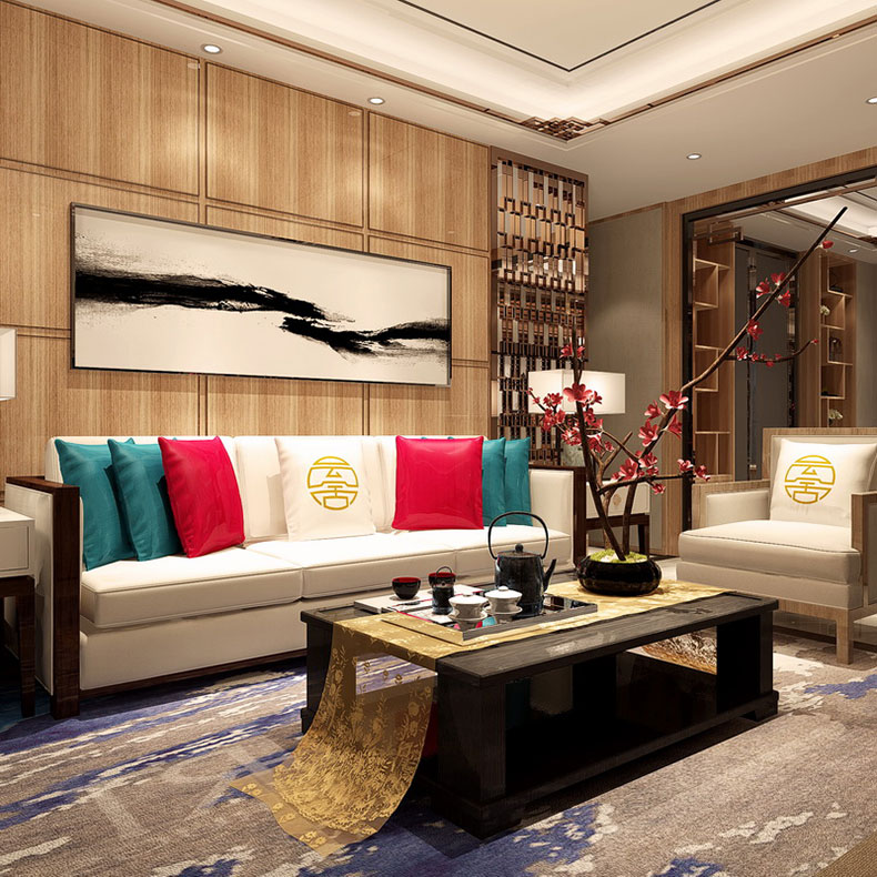 夢(mèng)達(dá)新中式會(huì)所沙發(fā)裝修效果圖