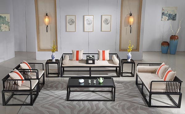 酒店大廳新中式沙發(fā)圖片