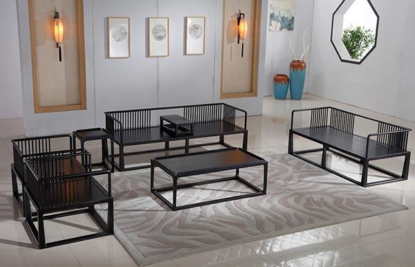 酒店大廳新中式沙發(fā)圖片