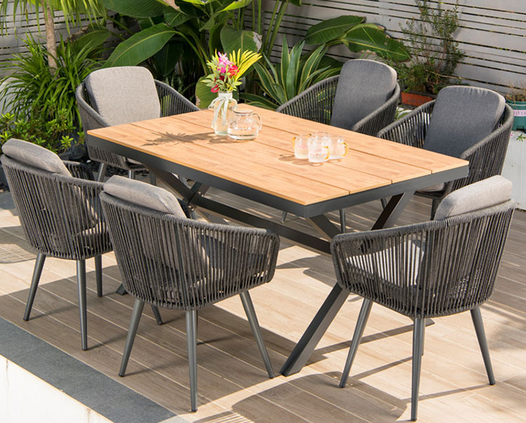 酒店戶外鋁合金藤編餐桌椅