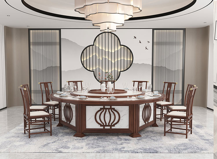 新中式酒店餐桌椅圖片